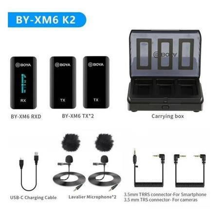 Boya BY-XM6-K2 Ultra Kompakt İkili Kablosuz Yaka Mikrofon Kiti